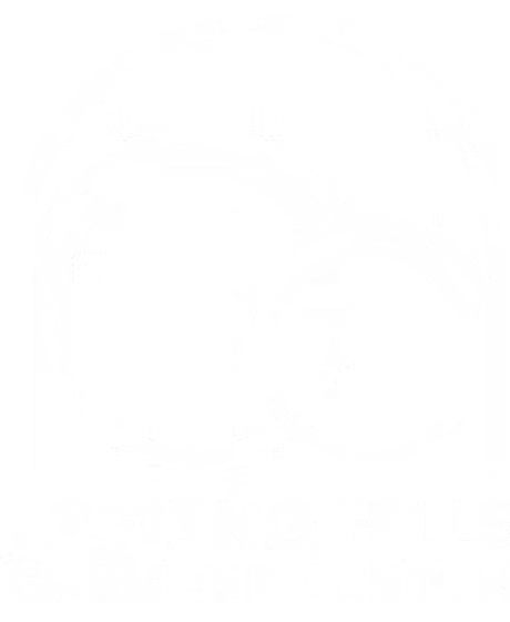 Hocking Hills Garment Center logo, an arched church doorway framing the letters H, G and C